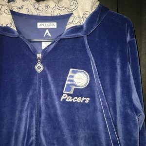 Indiana Pacers Antigua Velvet Blue Hoodie Zip XL Basketball NBA Embroidered Logo